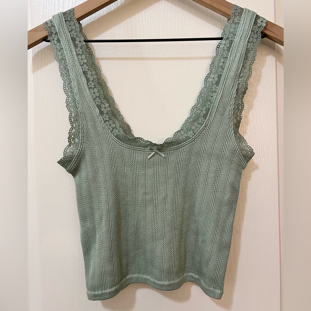 NWT Florence by mills Lace-Trimmed Sage Camisole Women’s Large